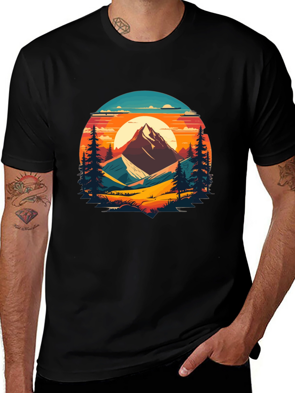 Mountain Sunset Graphic Tee - Nature Lovers T-Shirt