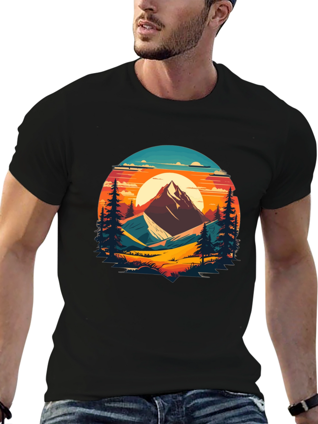 Mountain Sunset Graphic Tee - Nature Lovers T-Shirt