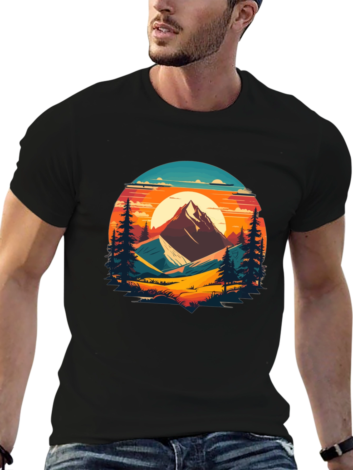 Mountain Sunset Graphic Tee - Nature Lovers T-Shirt