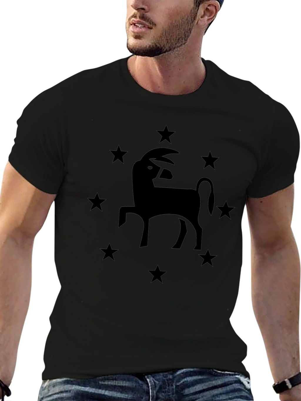 Starry Goat Tee - Black Graphic T-Shirt