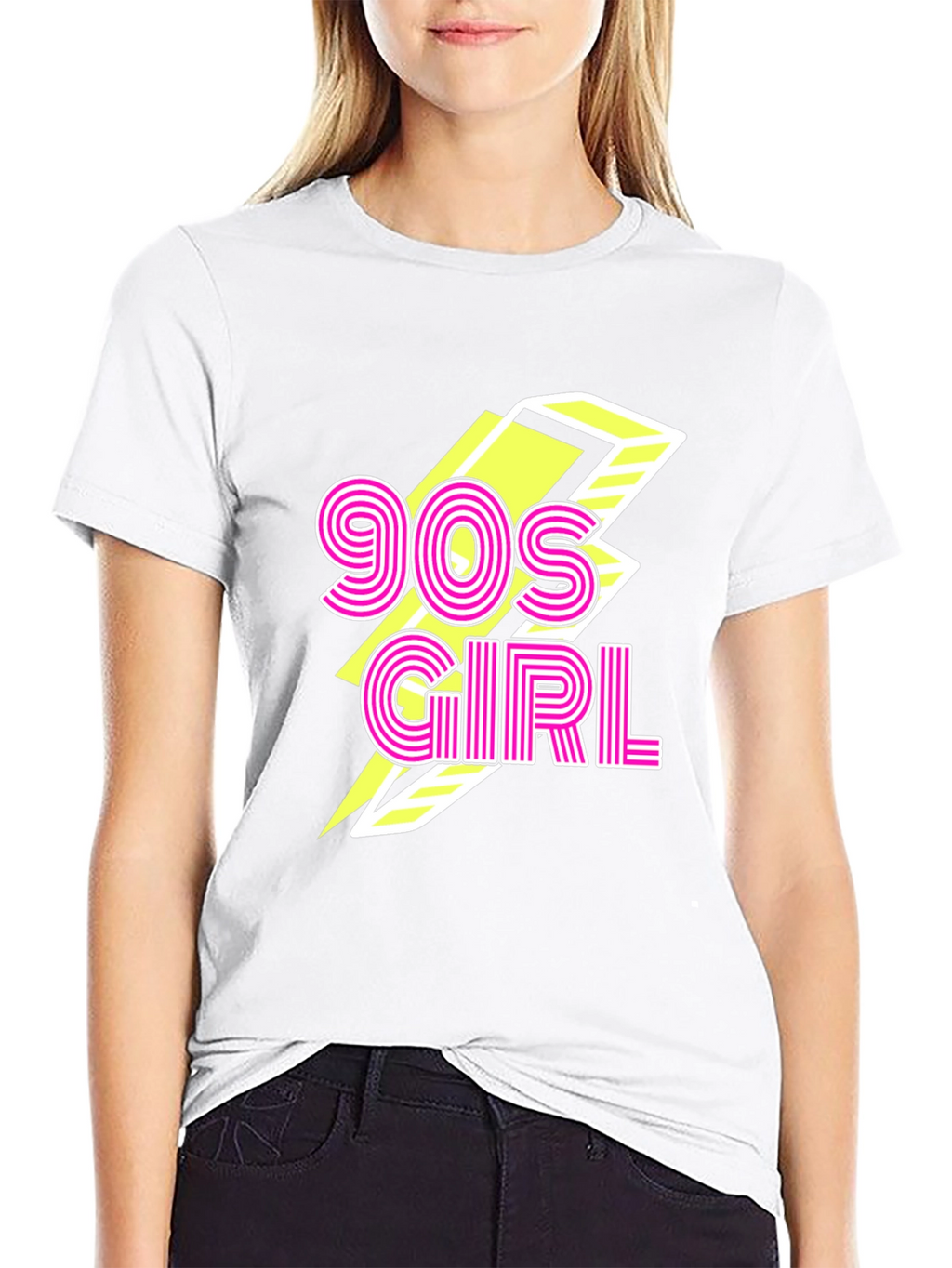 90s Girl Graphic Print Black T-Shirt