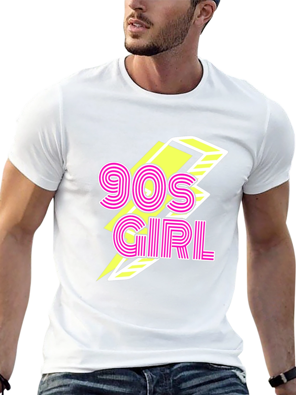 90s Girl Graphic Print Black T-Shirt