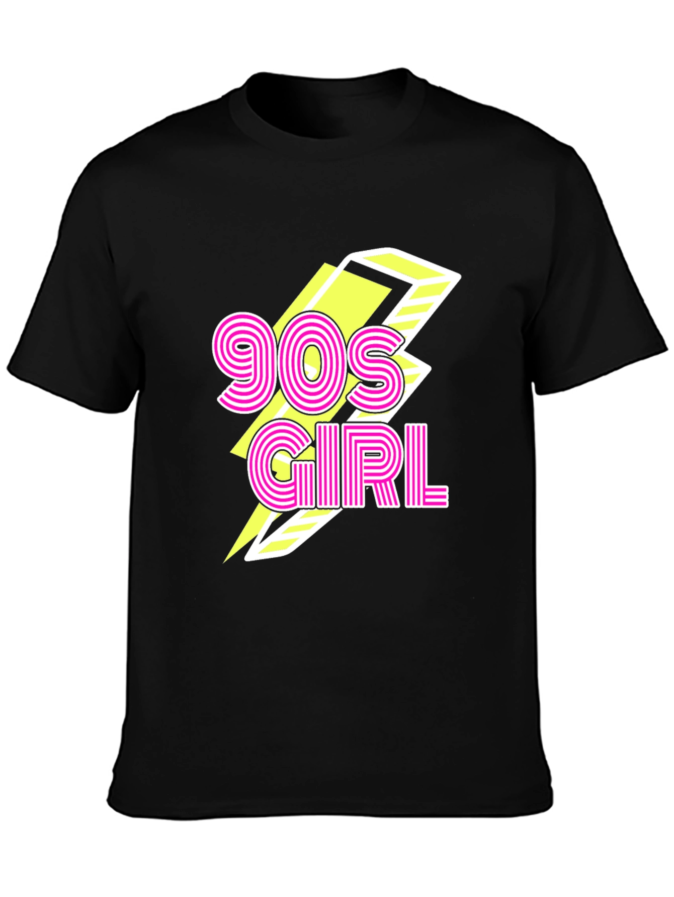 90s Girl Graphic Print Black T-Shirt