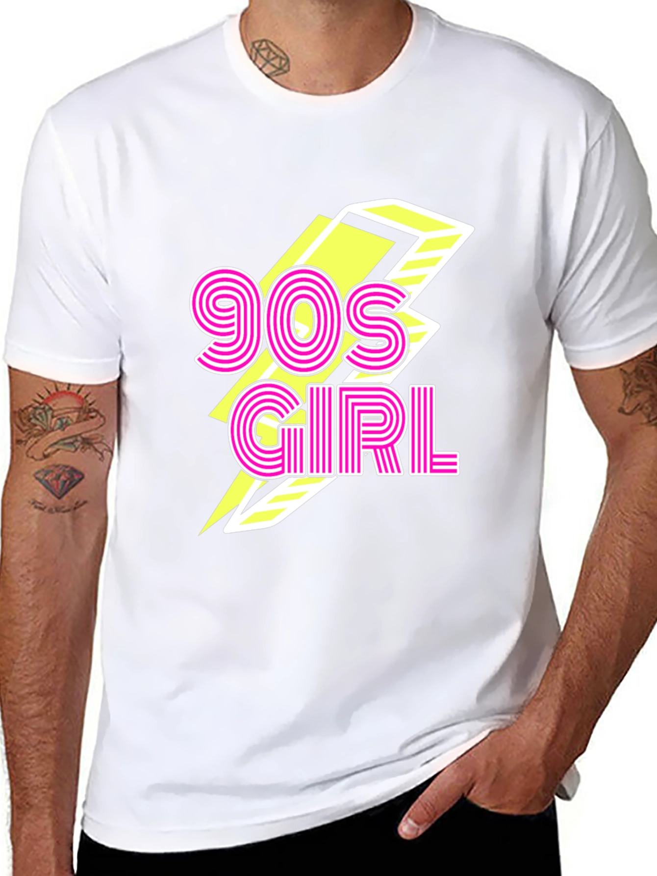90s Girl Graphic Print Black T-Shirt
