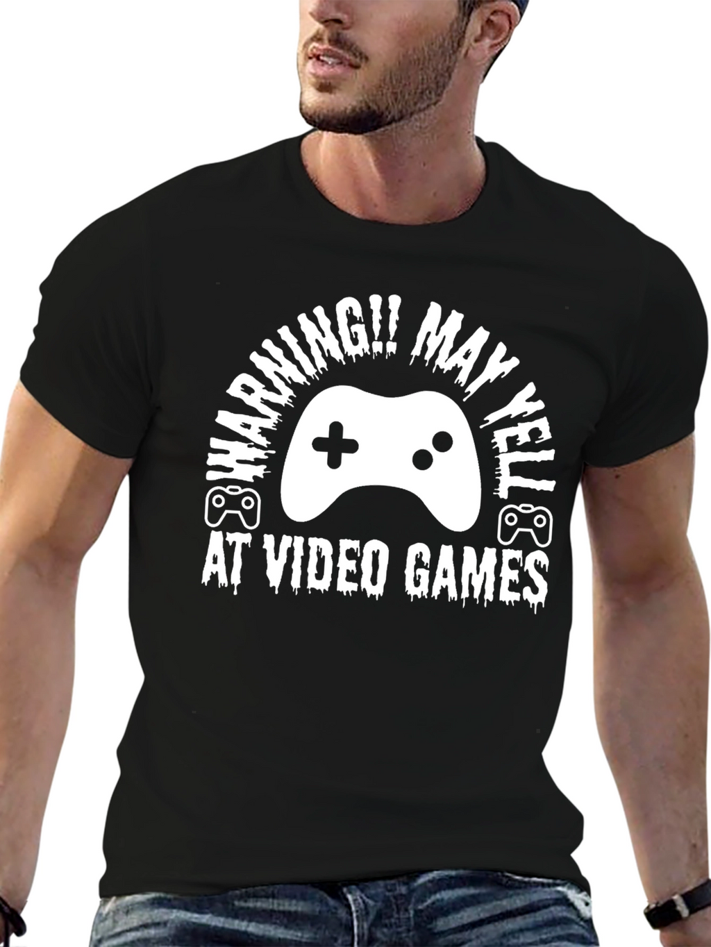 Warning May Yell At Video Games Black T-Shirt