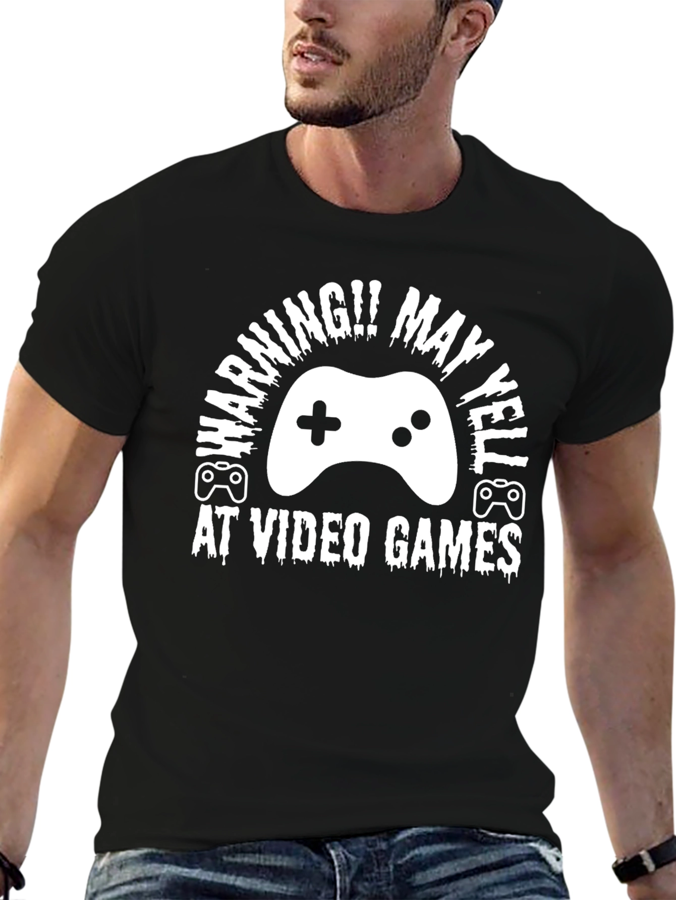 Warning May Yell At Video Games Black T-Shirt