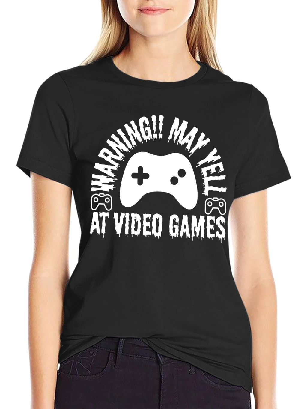 Warning May Yell At Video Games Black T-Shirt