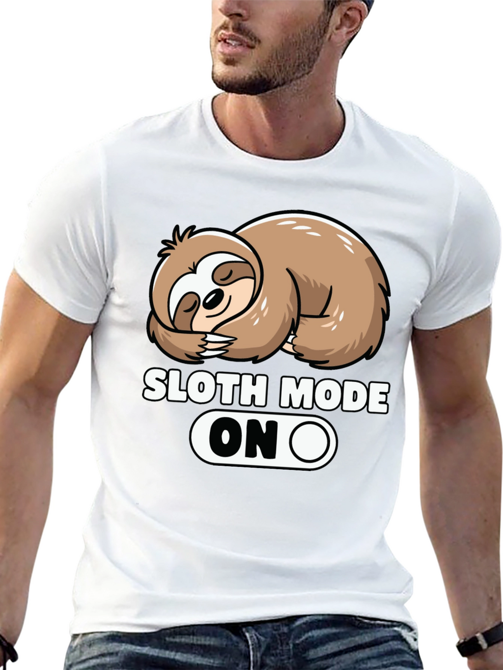 Sloth Mode ON Graphic Tee - Relaxed Style