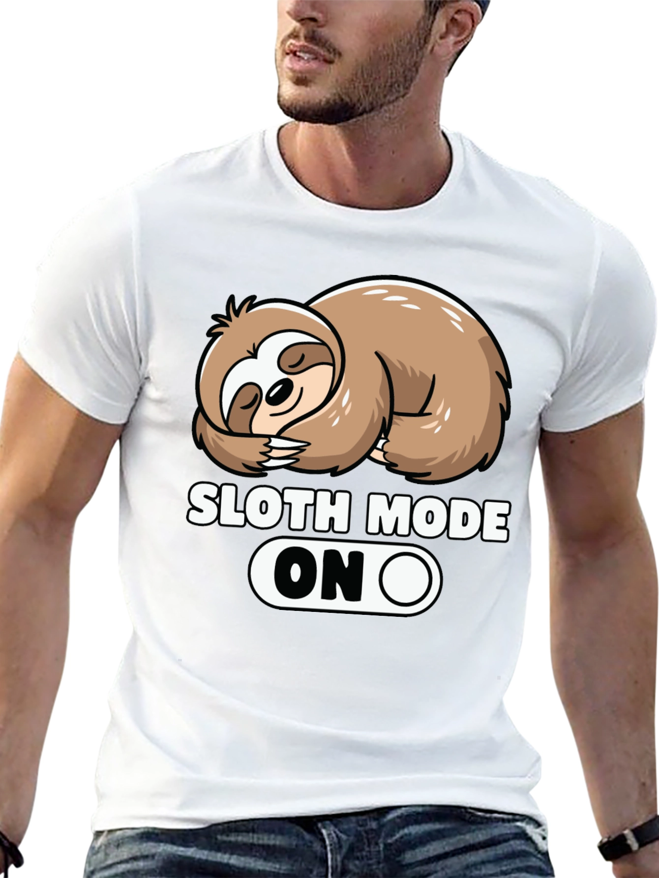 Sloth Mode ON Graphic Tee - Relaxed Style