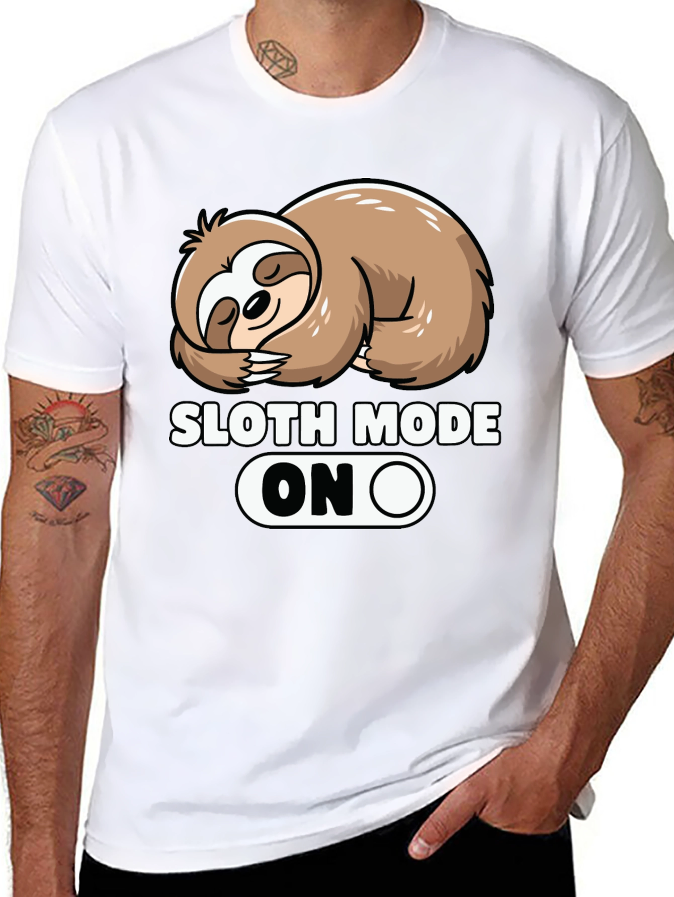 Sloth Mode ON Graphic Tee - Relaxed Style