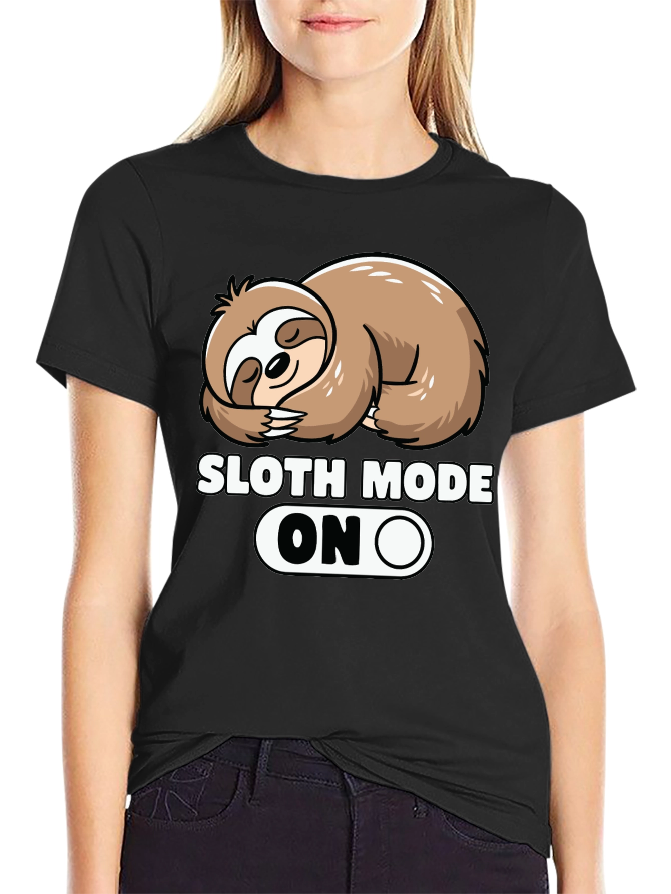 Sloth Mode ON Graphic Tee - Relaxed Style