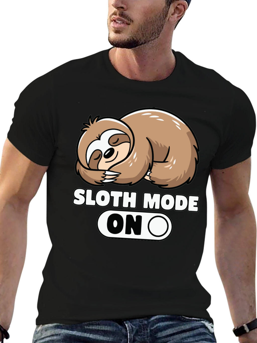 Sloth Mode ON Graphic Tee - Relaxed Style