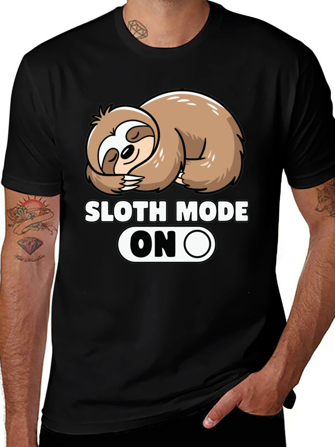 Sloth Mode ON Graphic Tee - Relaxed Style