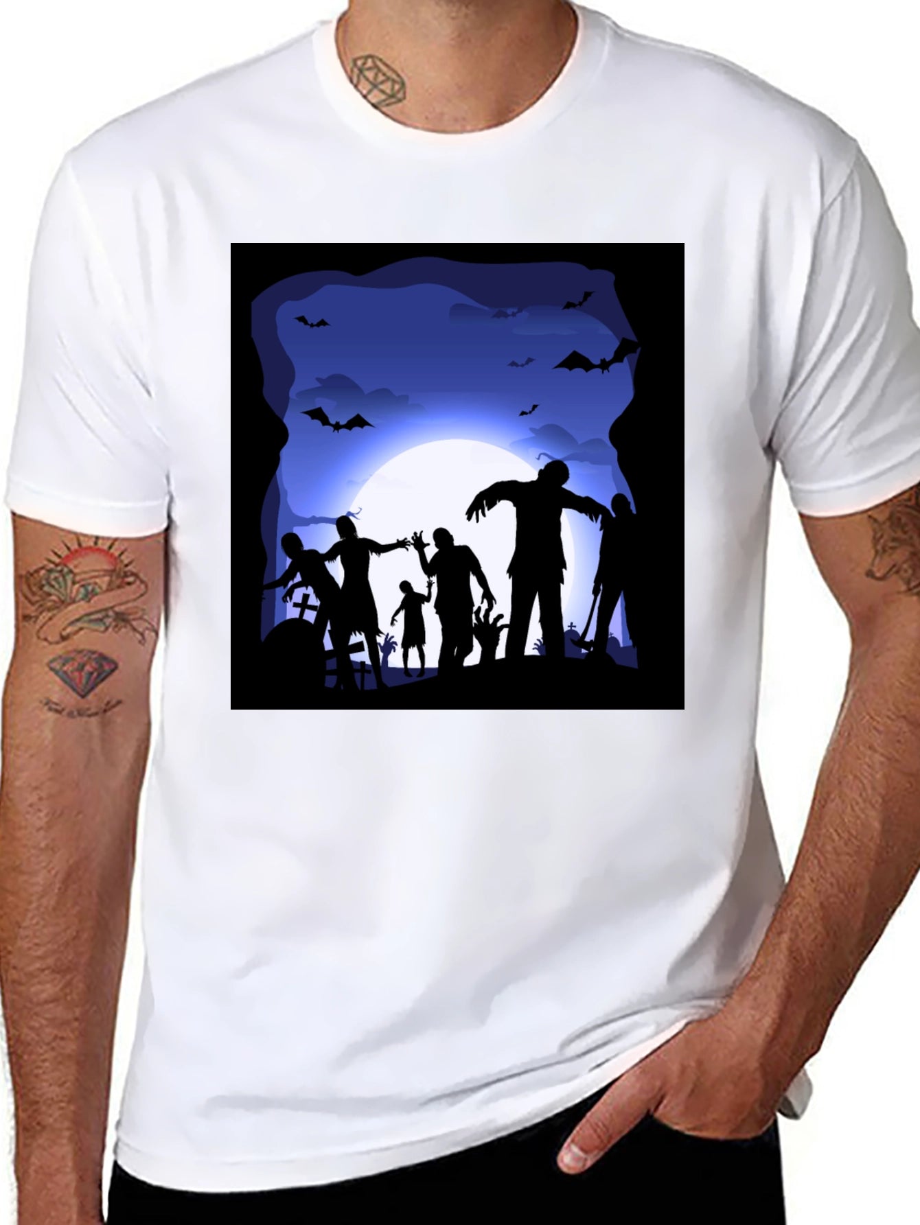 Zombie Halloween T-Shirt - Spooky Silhouette Design