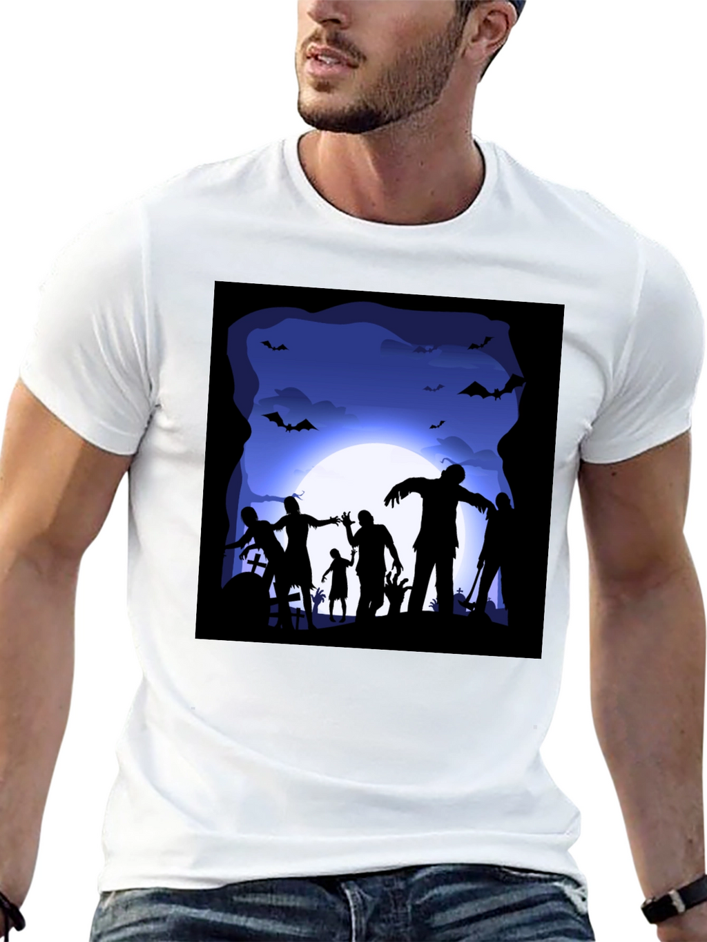 Zombie Halloween T-Shirt - Spooky Silhouette Design
