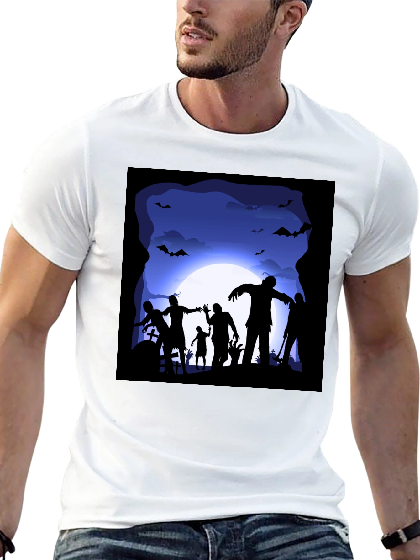 Zombie Halloween T-Shirt - Spooky Silhouette Design