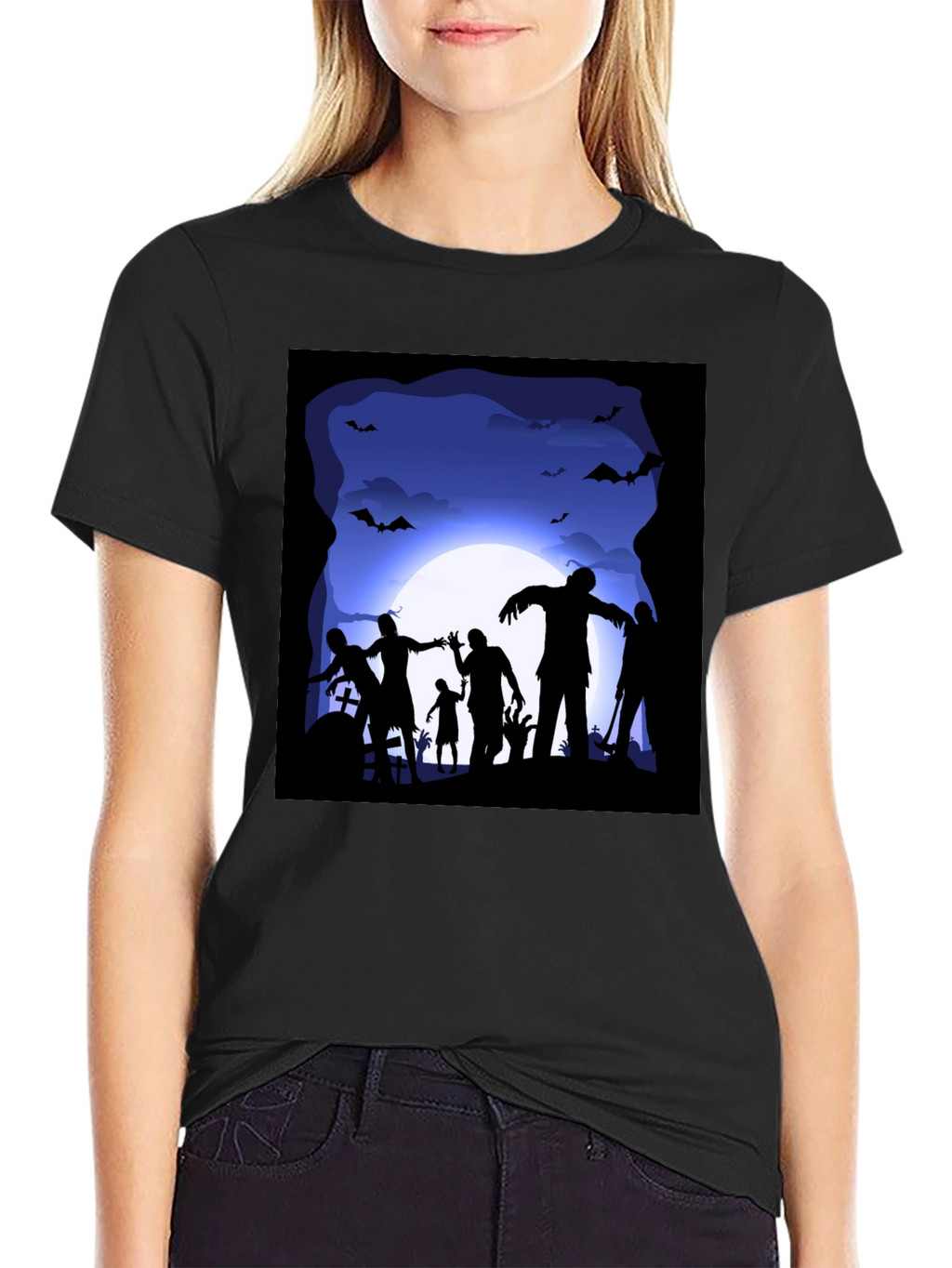 Zombie Halloween T-Shirt - Spooky Silhouette Design