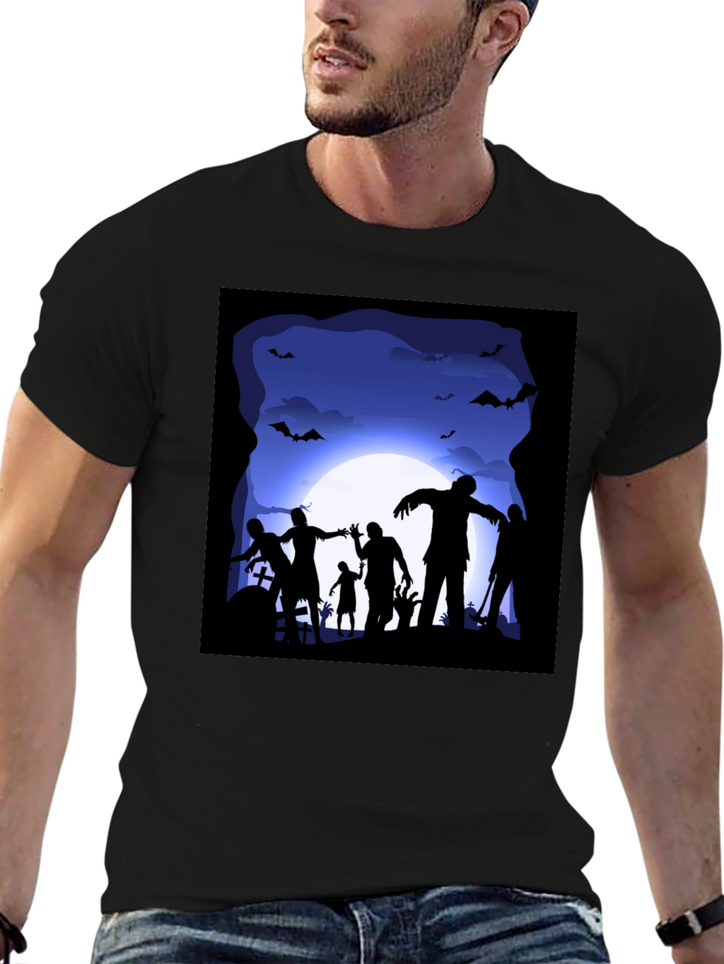Zombie Halloween T-Shirt - Spooky Silhouette Design