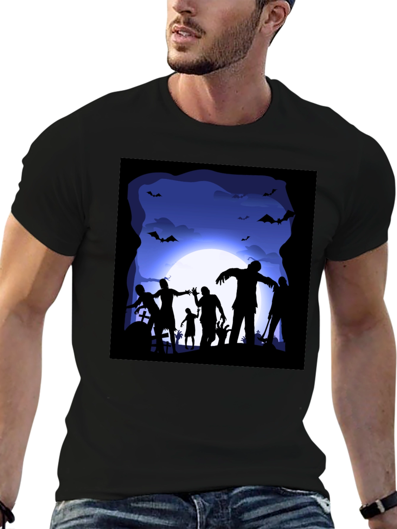 Zombie Halloween T-Shirt - Spooky Silhouette Design