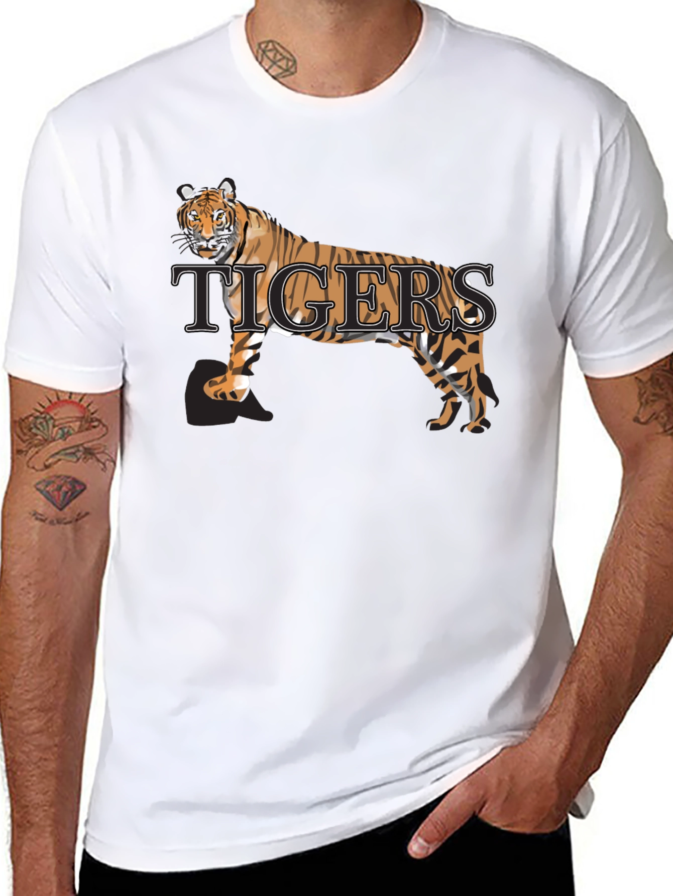 Tigers Graphic Print Crew Neck Tee