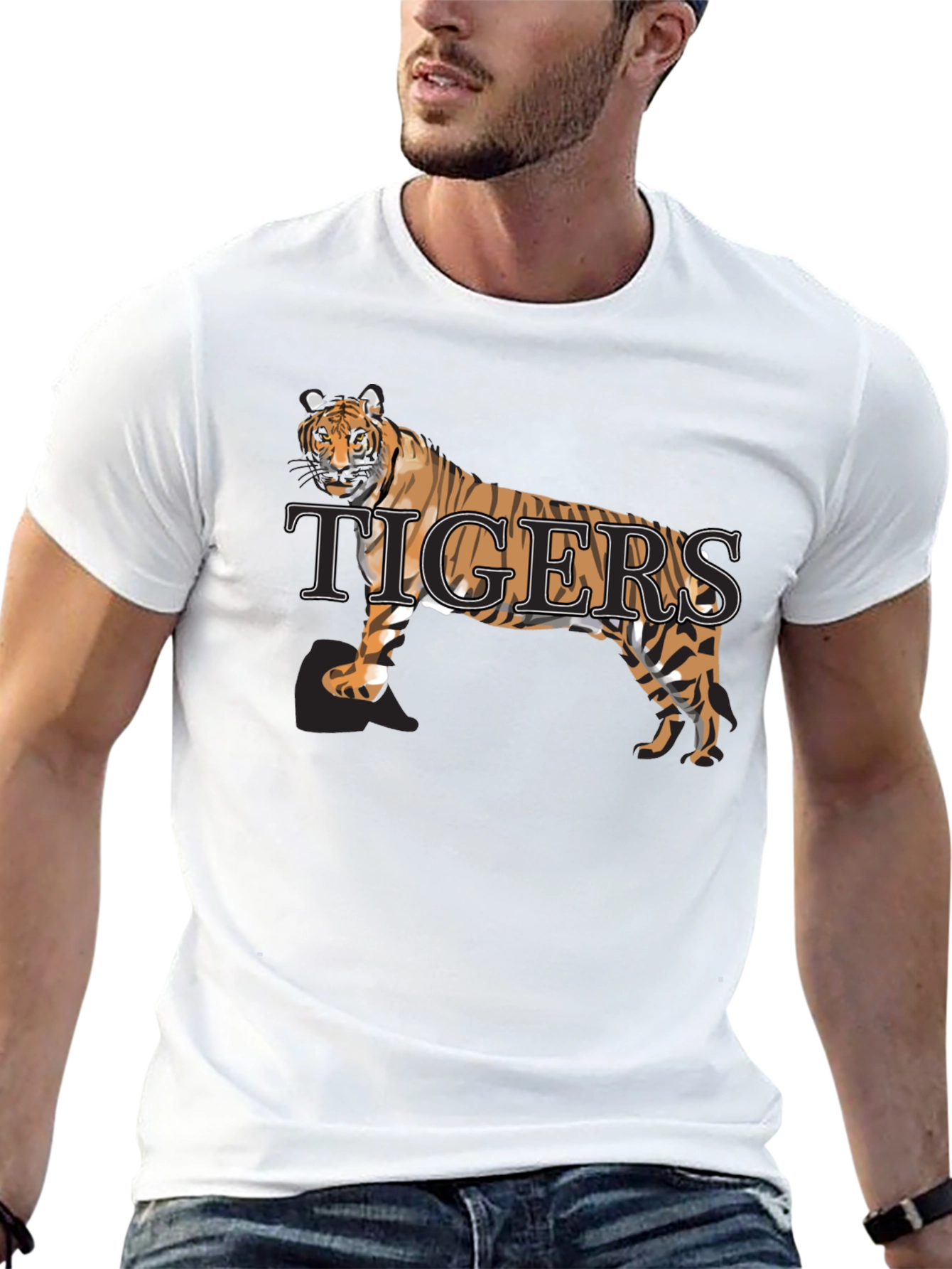 Tigers Graphic Print Crew Neck Tee