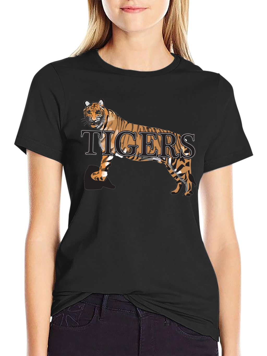 Tigers Graphic Print Crew Neck Tee