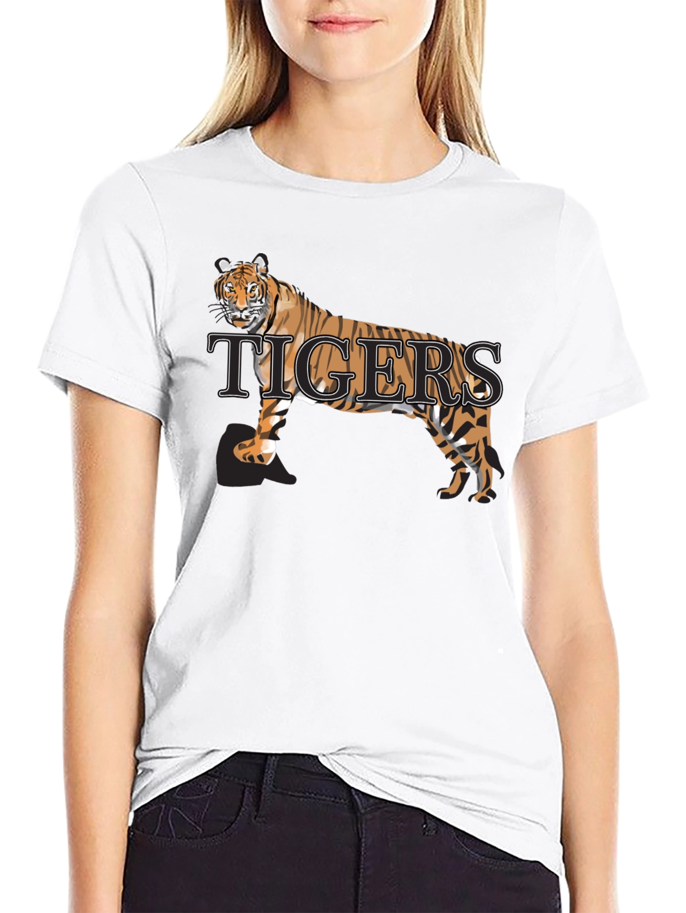 Tigers Graphic Print Crew Neck Tee