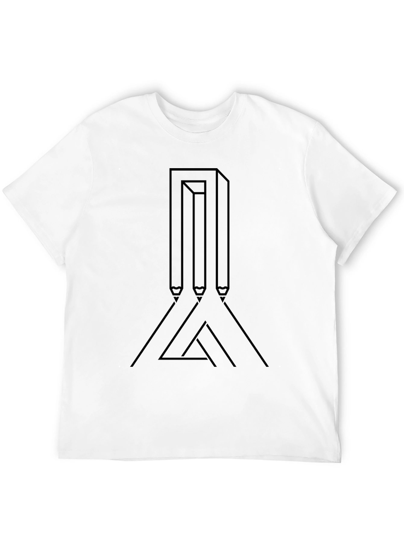 Impossible Pencils Black T-Shirt Optical Illusion