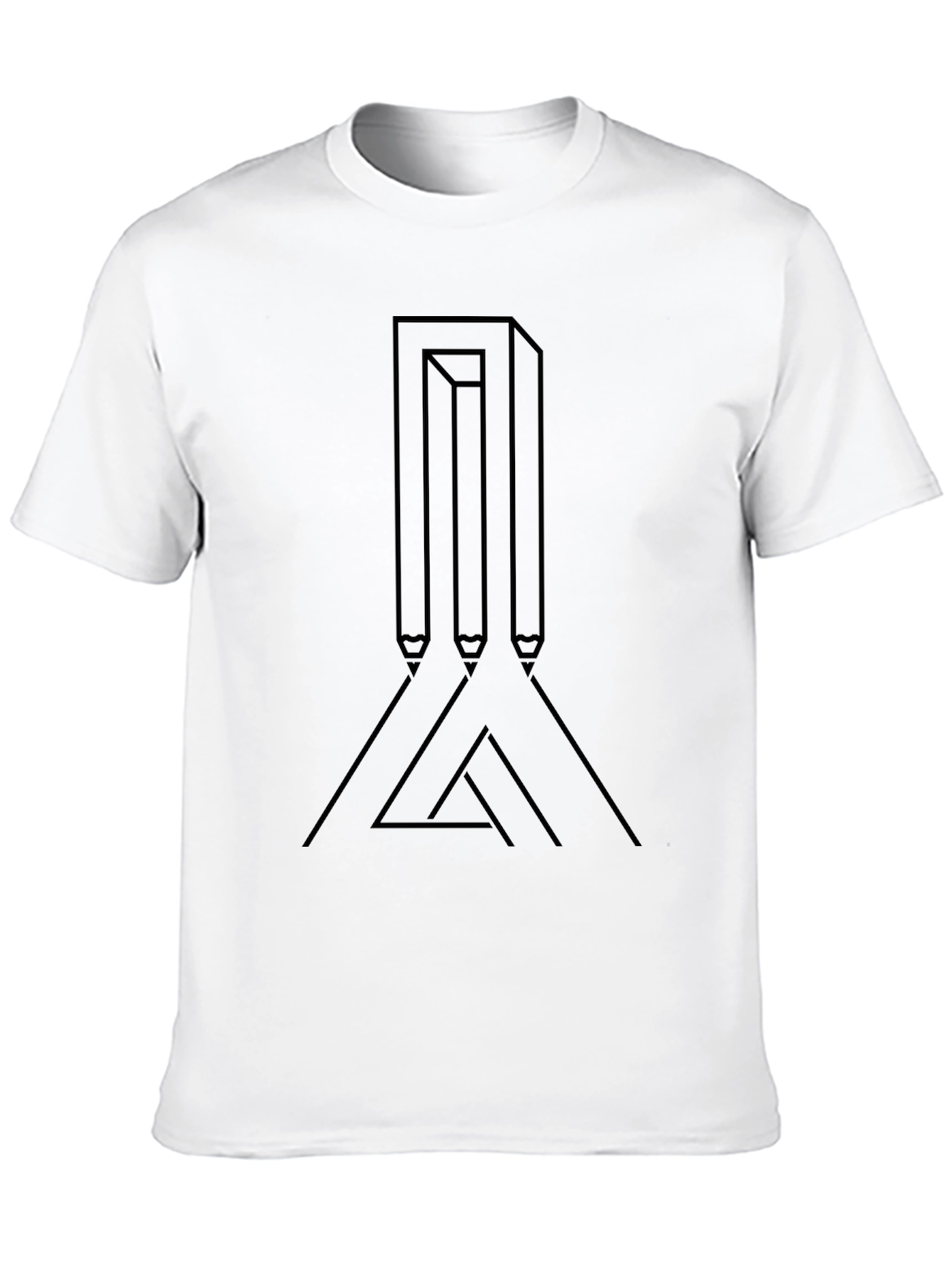 Impossible Pencils Black T-Shirt Optical Illusion