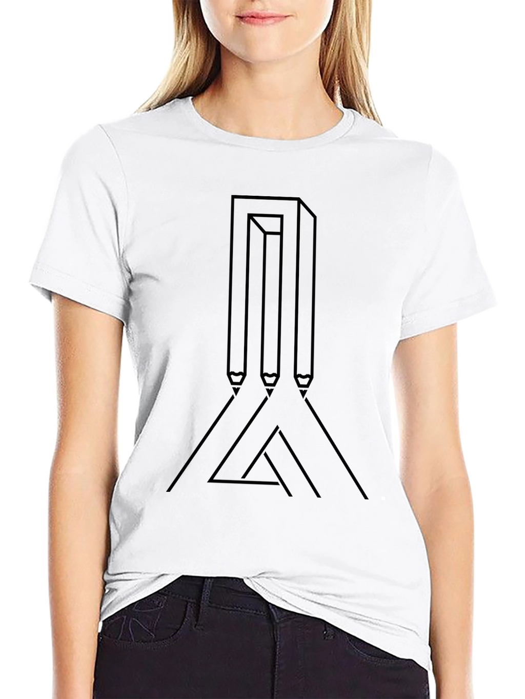 Impossible Pencils Black T-Shirt Optical Illusion