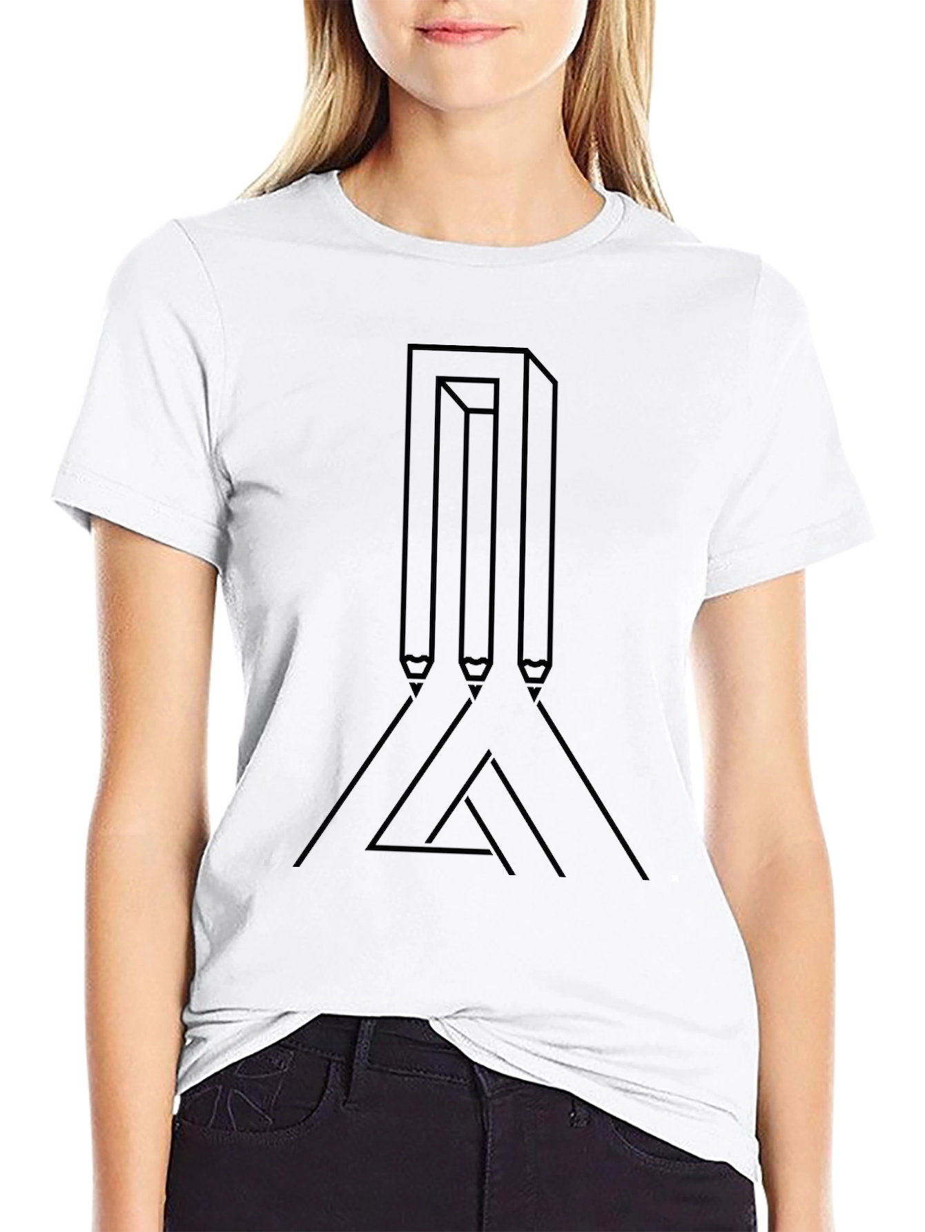 Impossible Pencils Black T-Shirt Optical Illusion