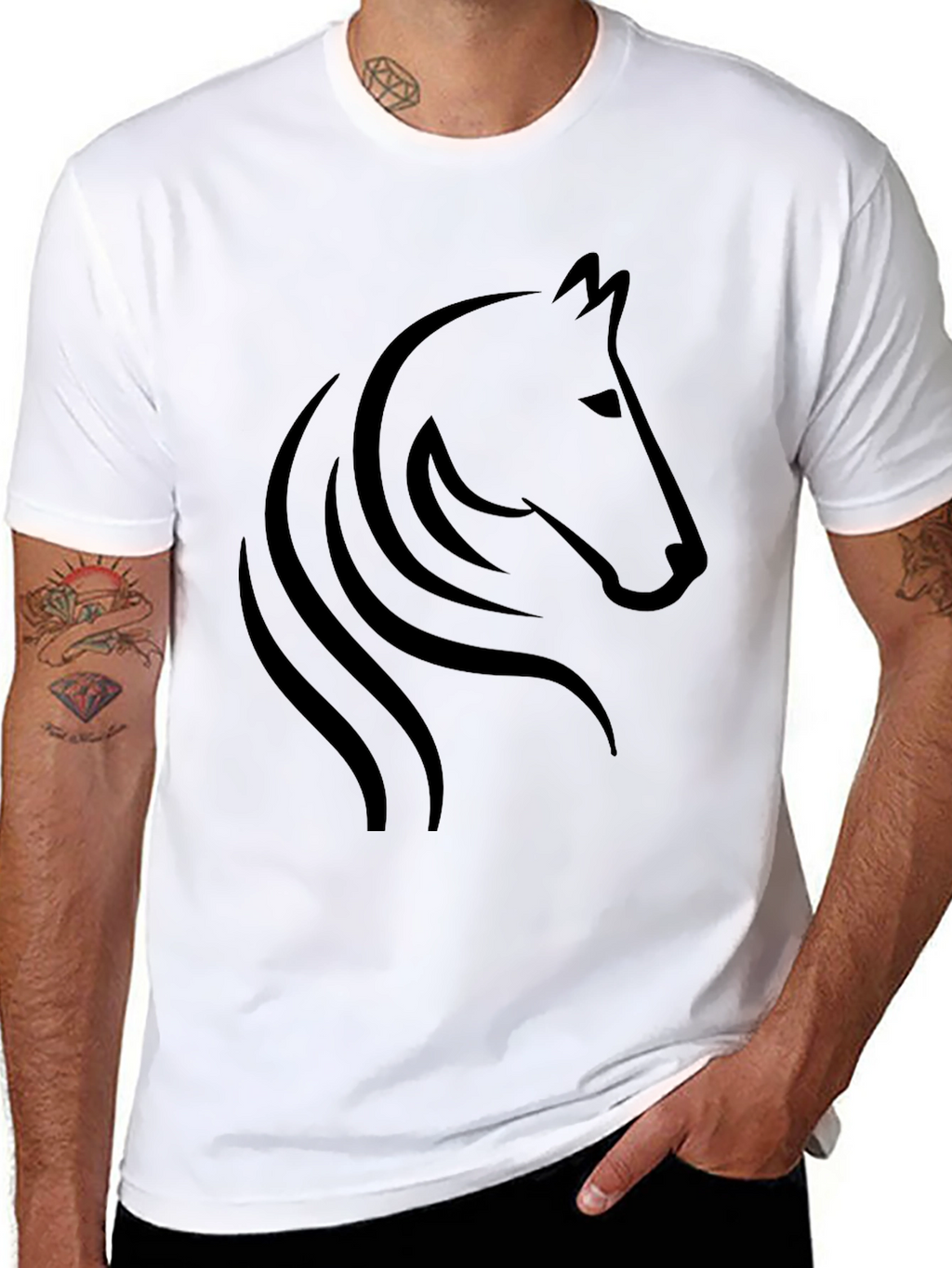Black Horse Graphic T-Shirt - Stylish Mens Tee