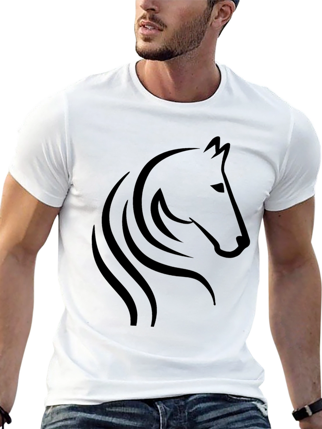 Black Horse Graphic T-Shirt - Stylish Mens Tee