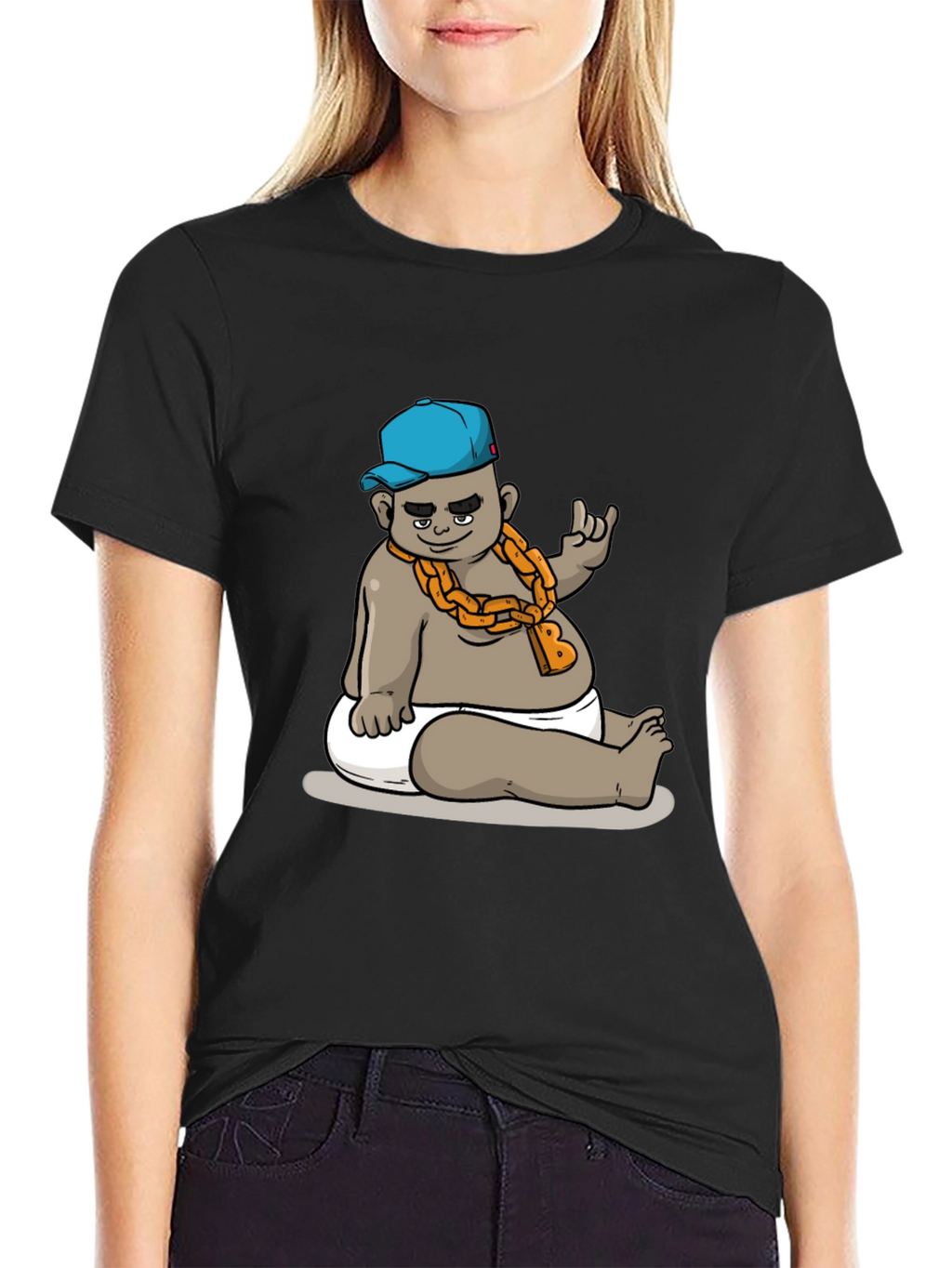 Cool Baby Cartoon Graphic Black T-Shirt