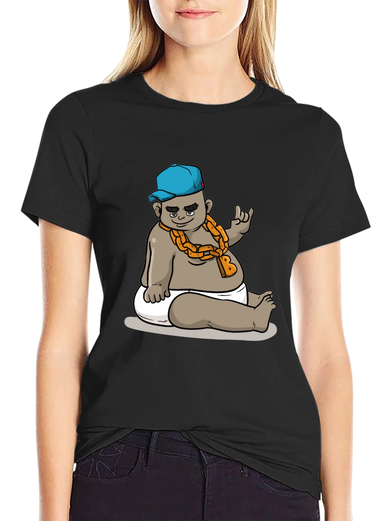 Cool Baby Cartoon Graphic Black T-Shirt