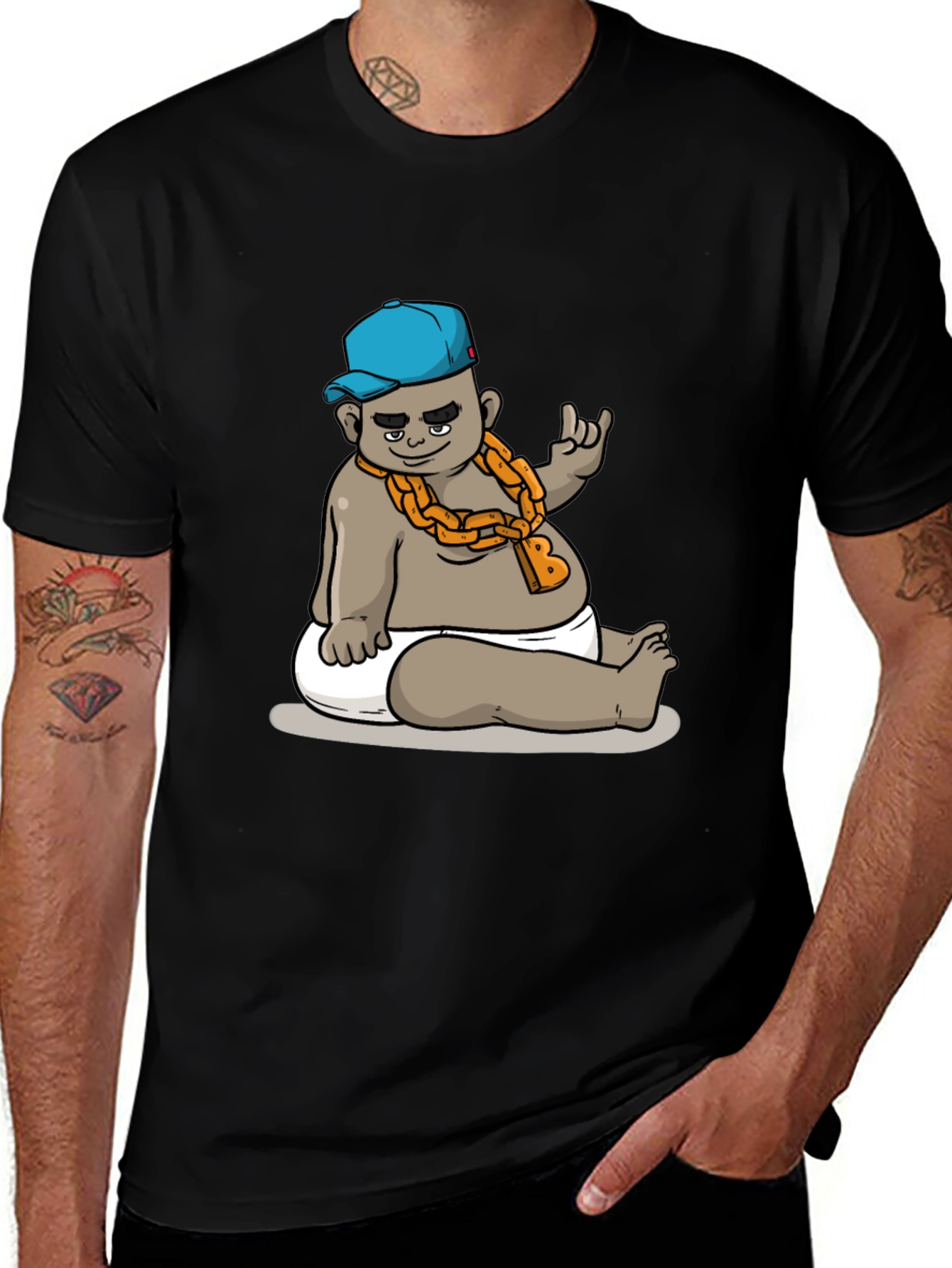 Cool Baby Cartoon Graphic Black T-Shirt