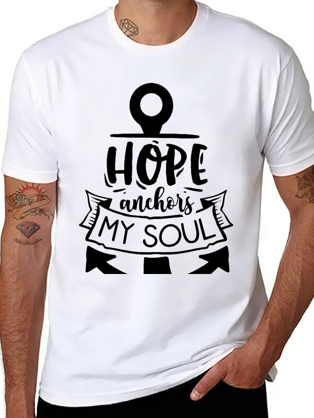 Hope Anchors My Soul Black Graphic T-Shirt