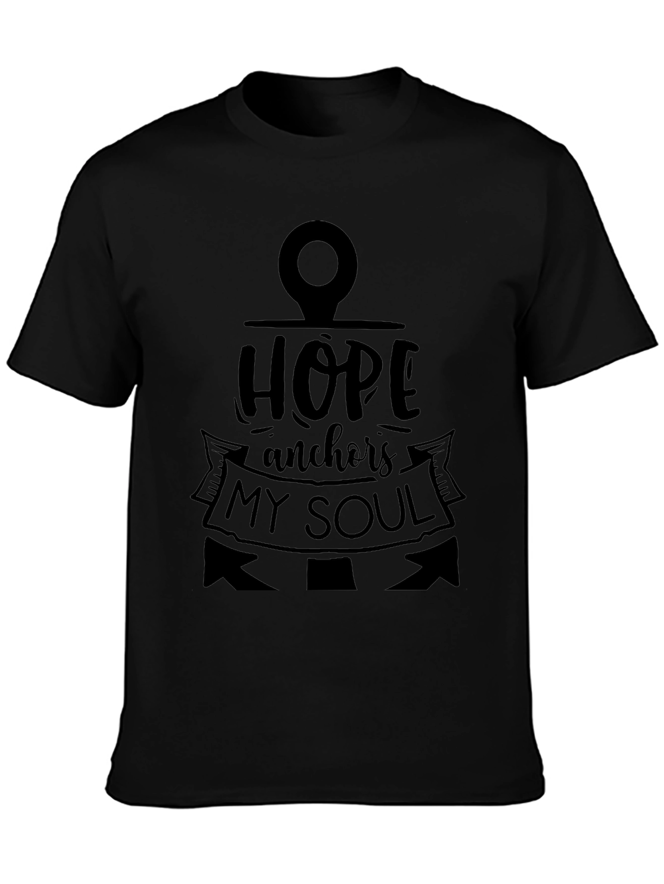 Hope Anchors My Soul Black Graphic T-Shirt
