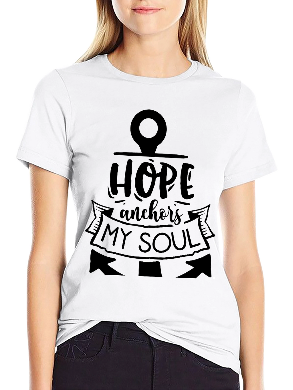 Hope Anchors My Soul Black Graphic T-Shirt