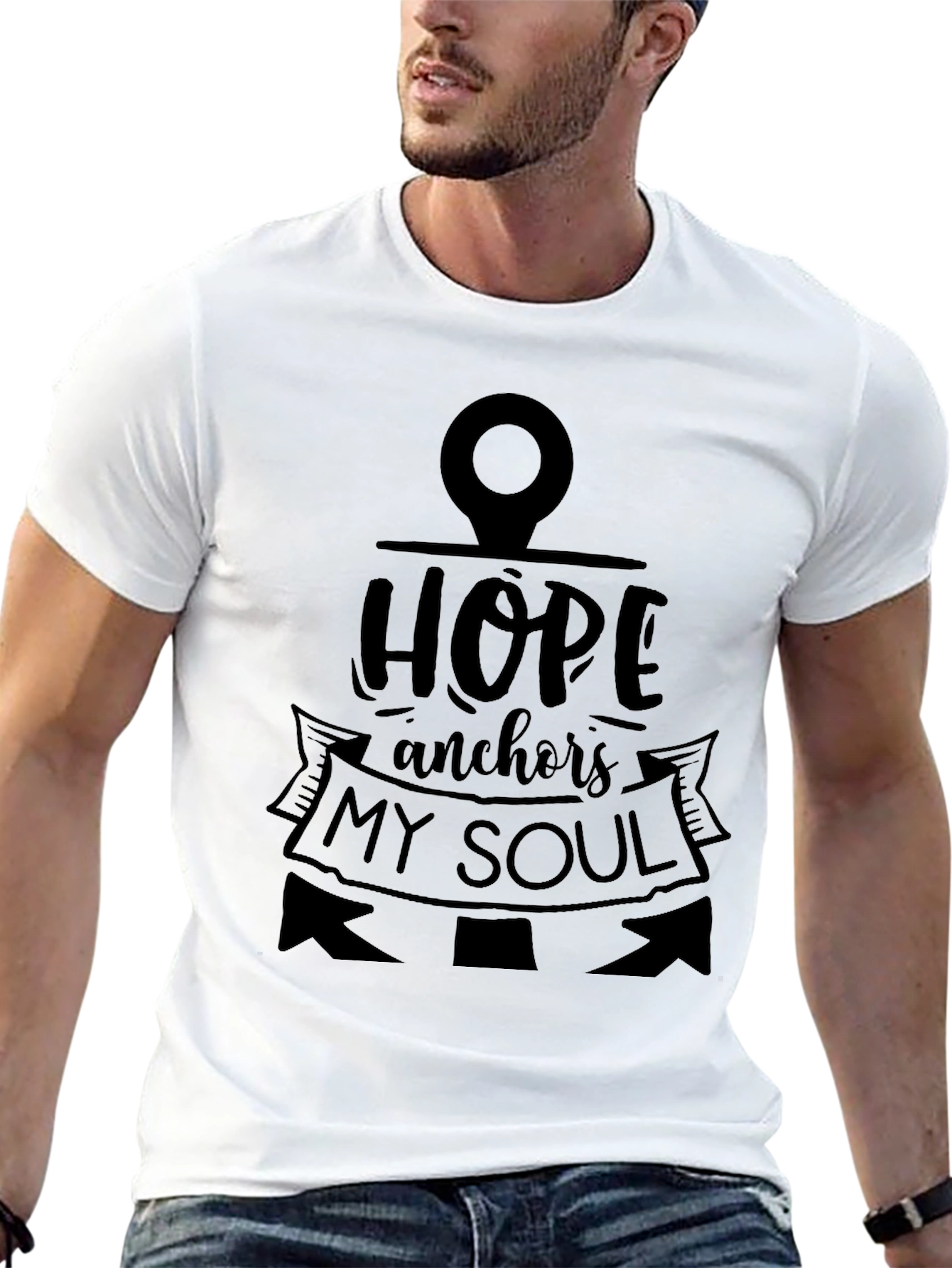 Hope Anchors My Soul Black Graphic T-Shirt