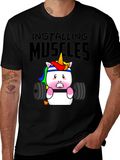 Unicorn Lifting Weights Graphic T-Shirt