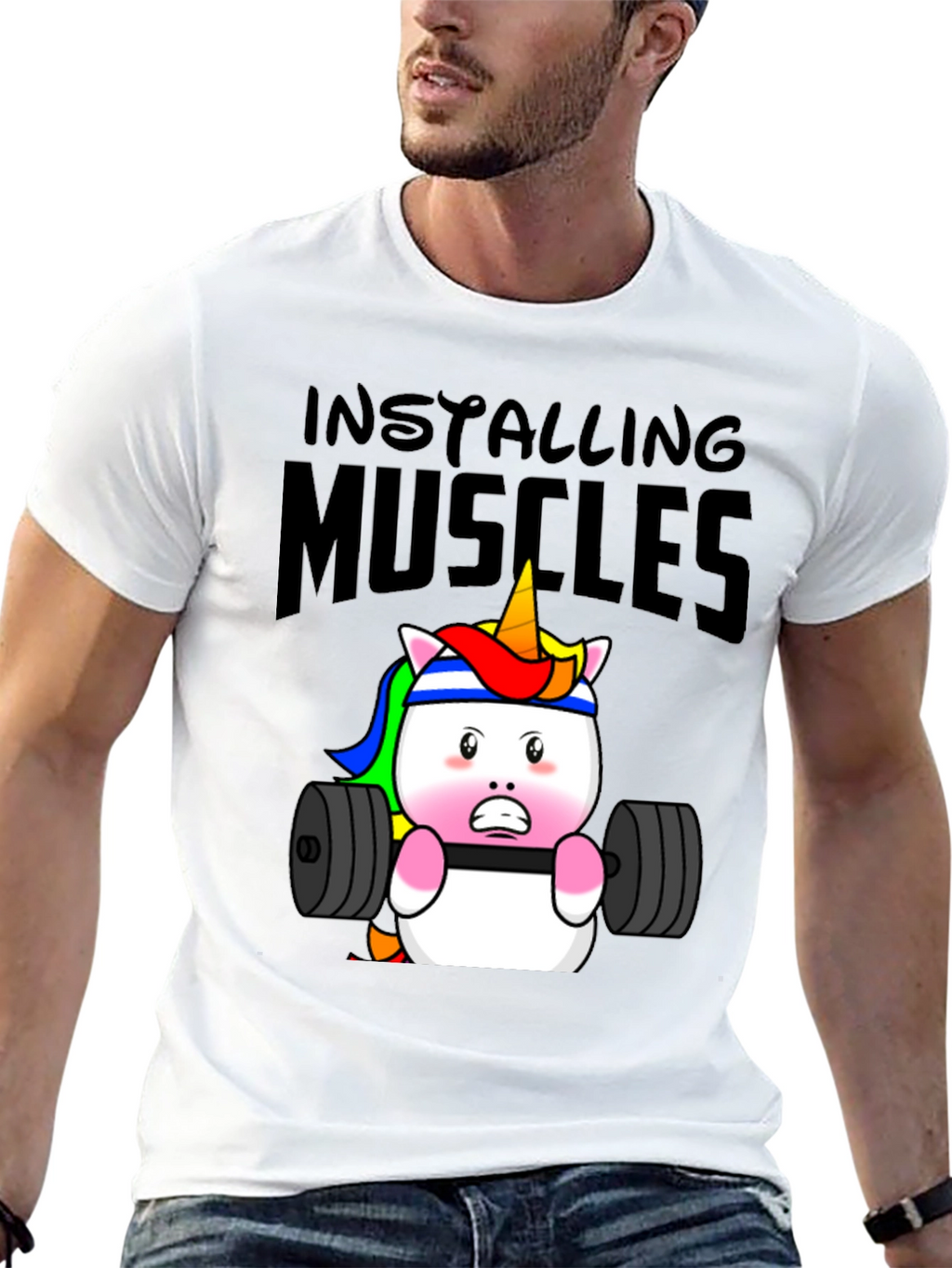 Unicorn Lifting Weights Graphic T-Shirt