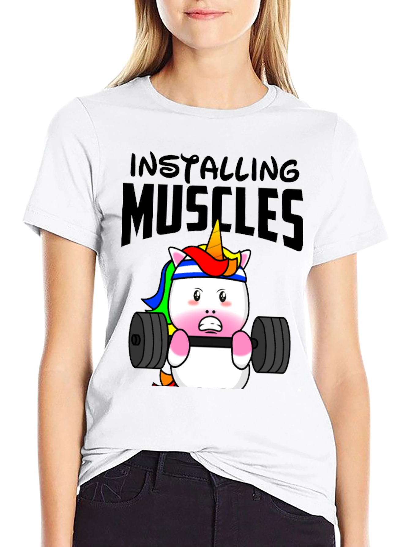 Unicorn Lifting Weights Graphic T-Shirt