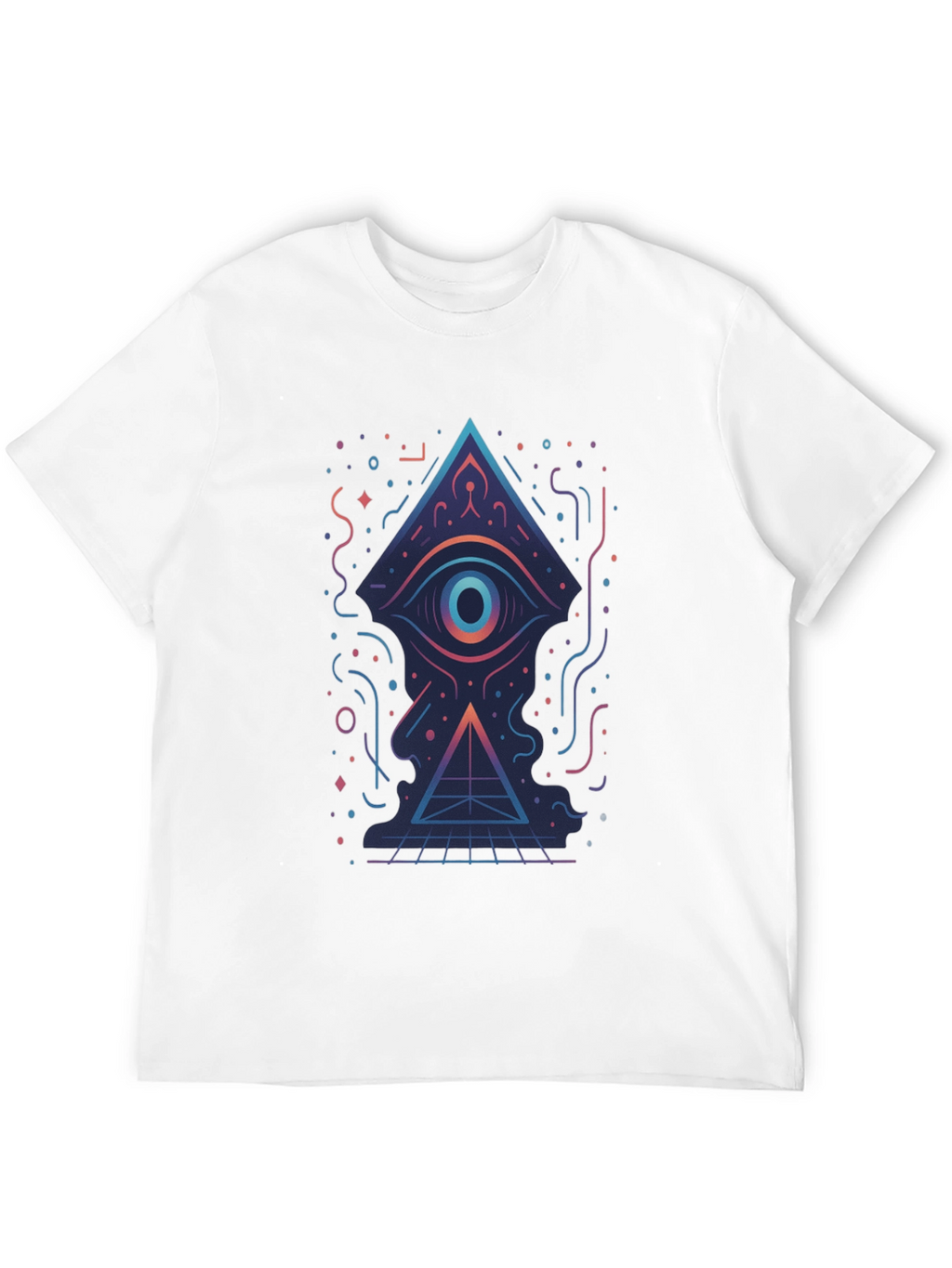 Geometric Eye Pyramid Graphic Tee - Black