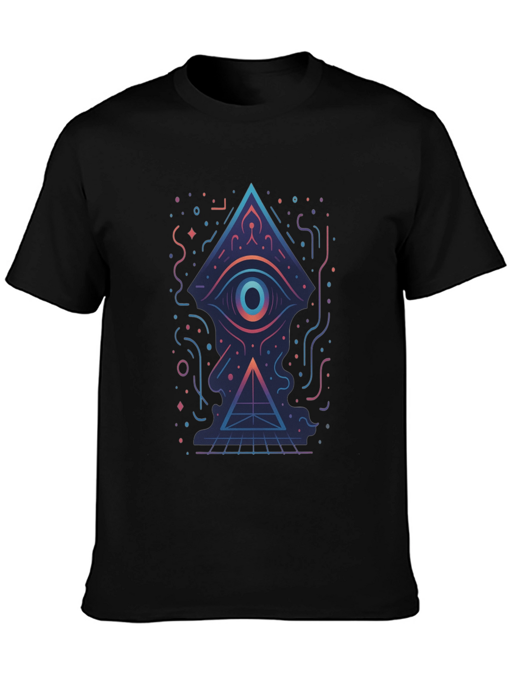 Geometric Eye Pyramid Graphic Tee - Black