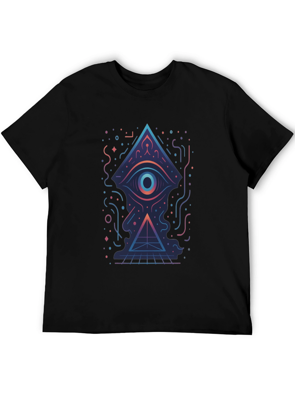 Geometric Eye Pyramid Graphic Tee - Black