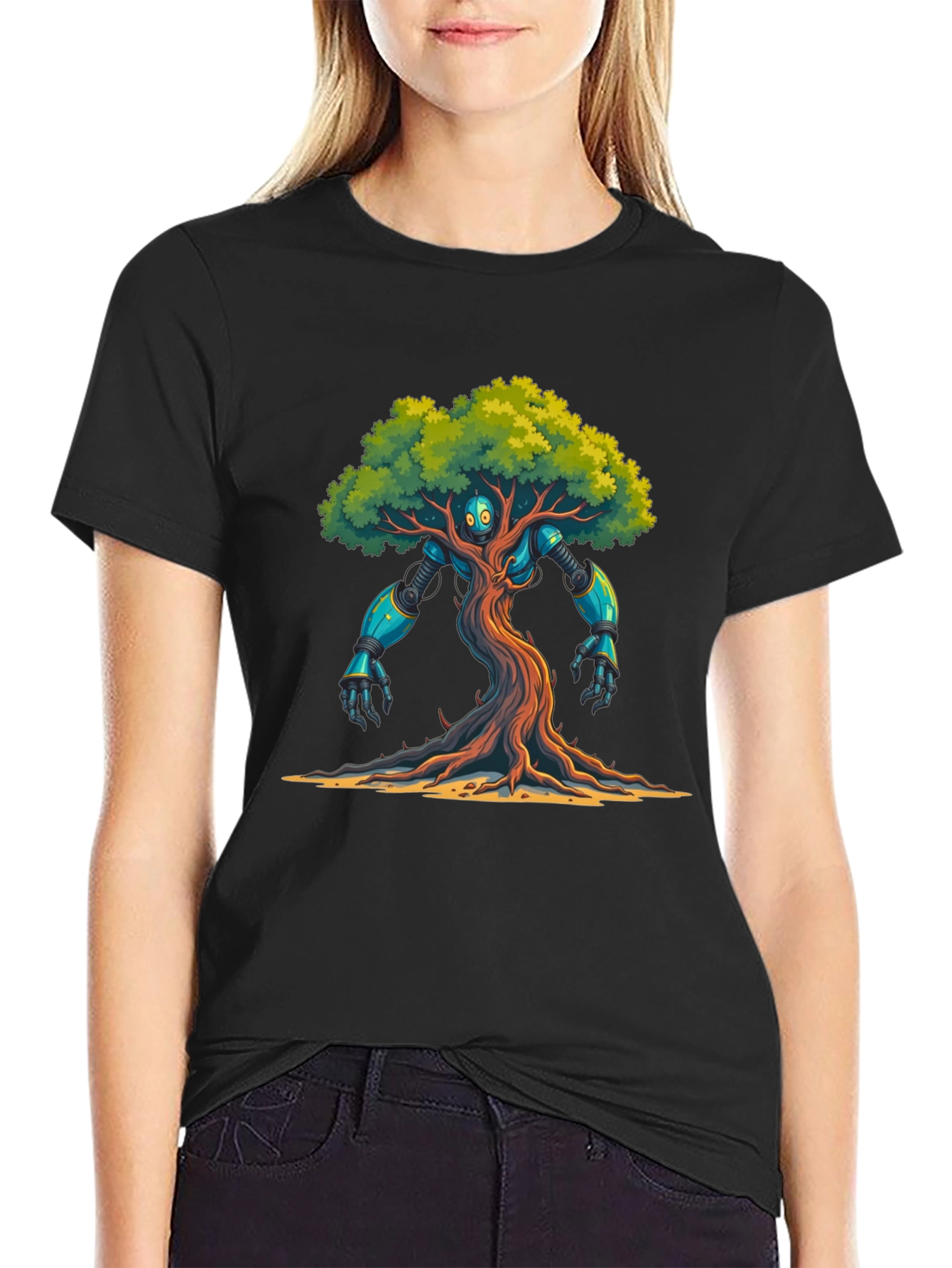 Robo-Tree Graphic T-Shirt: Nature Meets Sci-Fi