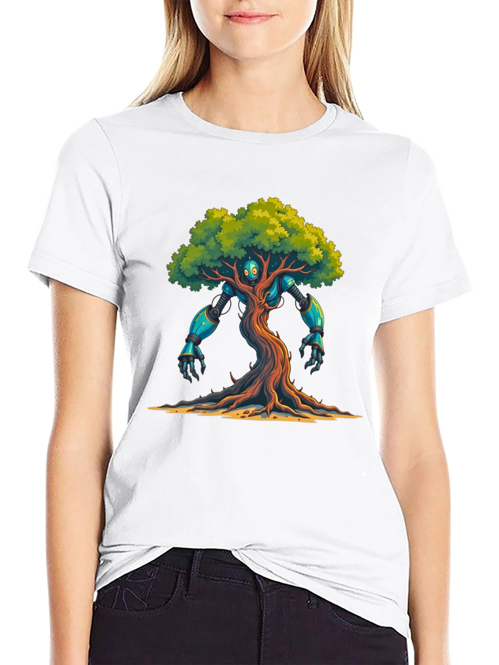 Robo-Tree Graphic T-Shirt: Nature Meets Sci-Fi