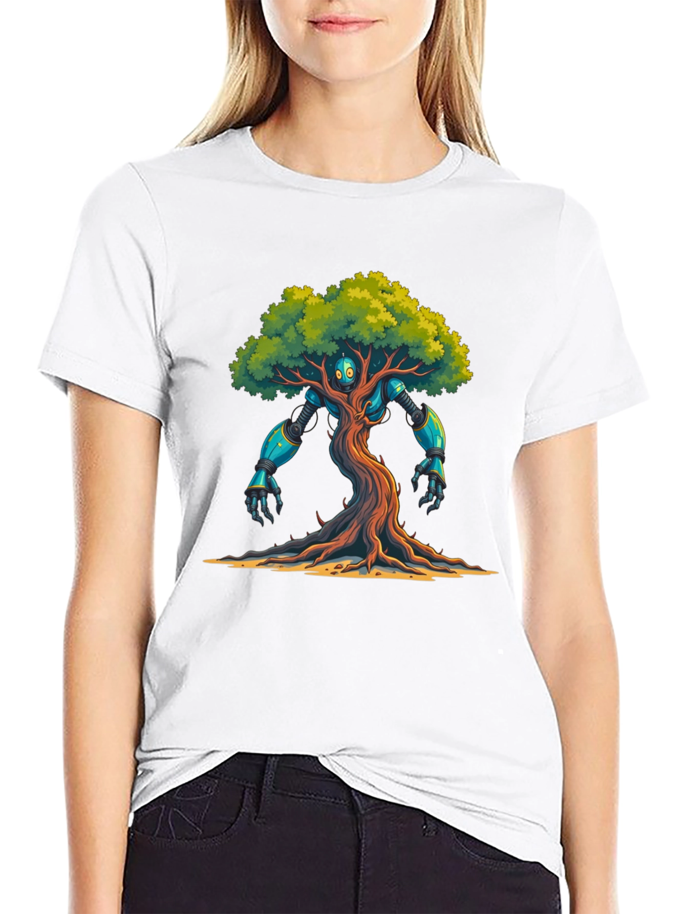 Robo-Tree Graphic T-Shirt: Nature Meets Sci-Fi