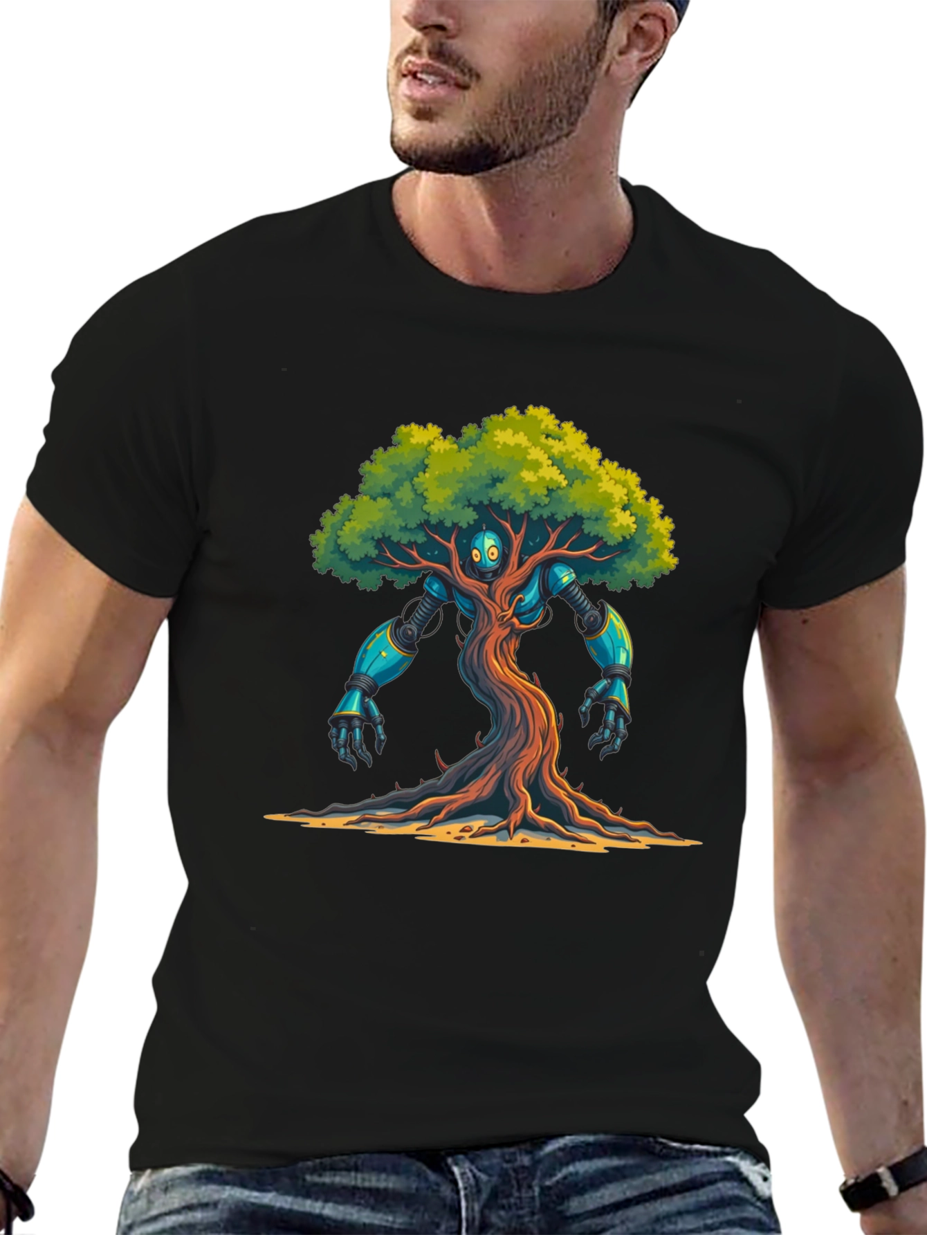 Robo-Tree Graphic T-Shirt: Nature Meets Sci-Fi